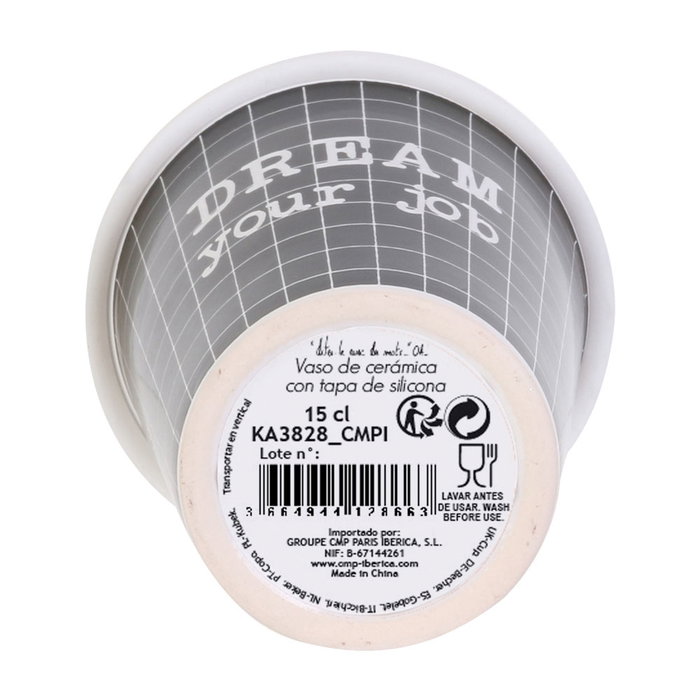 Dites-le avec des Mots Vaso de Café en Céramique avec Couvercle en Silicone 150 ml Dites-le avec des Mots Vaso de Café en Céramique avec Couvercle en Silicone 150 ml