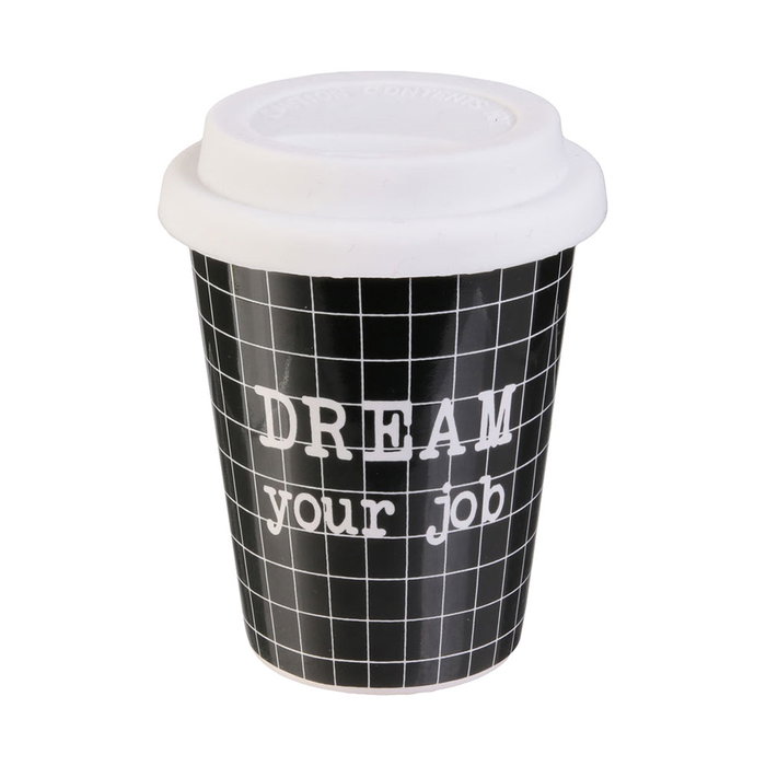 Dites-le avec des Mots Vaso de Café en Céramique avec Couvercle en Silicone 150 ml Dites-le avec des Mots Vaso de Café en Céramique avec Couvercle en Silicone 150 ml