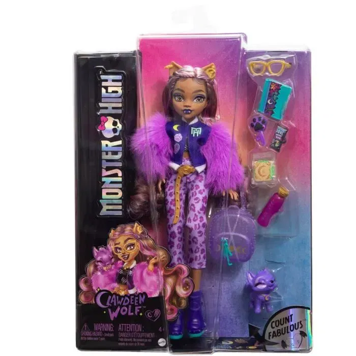 Monster High Poupée Clawdeen Wolf avec chien Crescent et accessoires - Référence HRP65