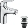 Grohe 24323001 Mitigeur Lavabo Monocommande Swift Chromé Taille S Économie d'Eau LongLife ES et Vidage Clic-Clac