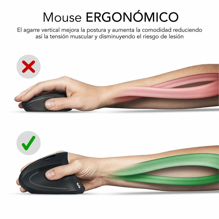 Souris Optique Ergonomique Subblim SUBMO-EDGVW01 Noir 1600 dpi