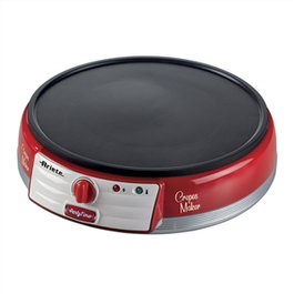 Ariete 202 Crêpière Party Time Rouge - Crêpière électrique antiadhésive avec design rétro années 50, compacte et facile à utiliser