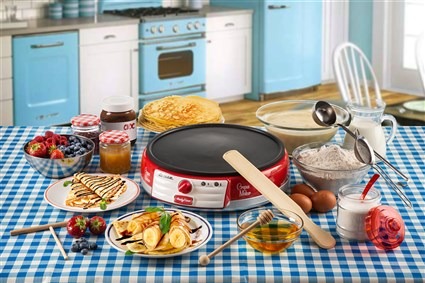 Ariete 202 Crêpière Party Time Rouge - Crêpière électrique antiadhésive avec design rétro années 50, compacte et facile à utiliser