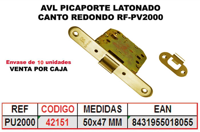 Poignée de porte unifiée PU-2000 laitonée 50x47 mm bord arrondi Poignée de porte unifiée PU-2000 laitonée 50x47 mm bord arrondi