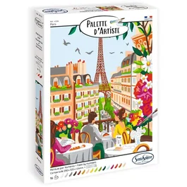 Sentosphere - Palette d'artiste Paris - Peinture acrylique à numéros pour adultes - Kit créatif avec tableau en carte toilée - Peinture avec 50% d'ingrédients bio-sourcés