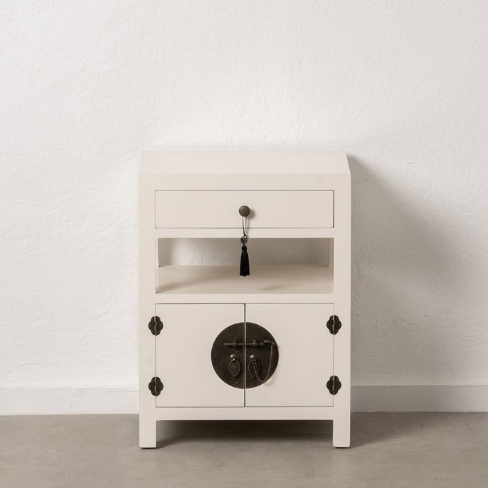 BigBuy Home Table de Nuit ORIENTE Blanc Bois MDF 50 x 40 x 66 cm BigBuy Home Table de Nuit ORIENTE Blanc Bois MDF 50 x 40 x 66 cm