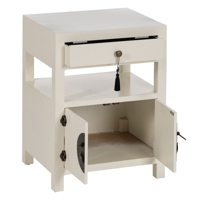 BigBuy Home Table de Nuit ORIENTE Blanc Bois MDF 50 x 40 x 66 cm BigBuy Home Table de Nuit ORIENTE Blanc Bois MDF 50 x 40 x 66 cm