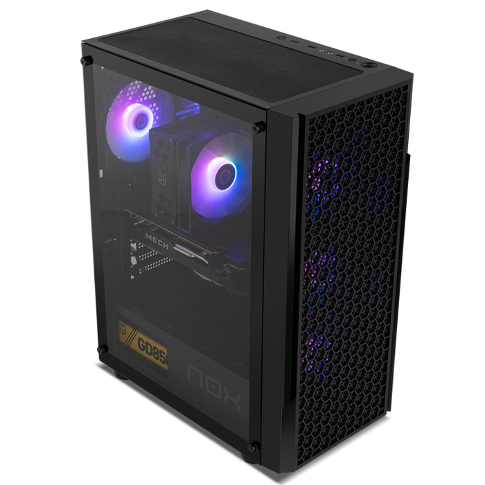 Nox Infinity Beta Boîtier PC Gaming Semi-Tour Micro-ATX/ITX Mesh ARGB Ventilé Verre Trempé USB 3.0
