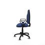 Chaise de bureau Algarra avec mécanisme de contact permanent de base, recouverte de tissu bleu marine. Équipée d'une base en polyamide noir, d'accoudoirs fixes et de butées