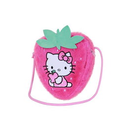 Hello Kitty Sac bandoulière en peluche motif Fraise 22x22x8cm - Sac à dos pour enfants en polyester - Marque Hello Kitty