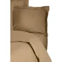 Parure de lit king 1 housse de couette 220 x 240 cm + 2 taies d'oreiller 60 x 60 cm - 100% coton renforcé 117gr/m2 - Marron clair