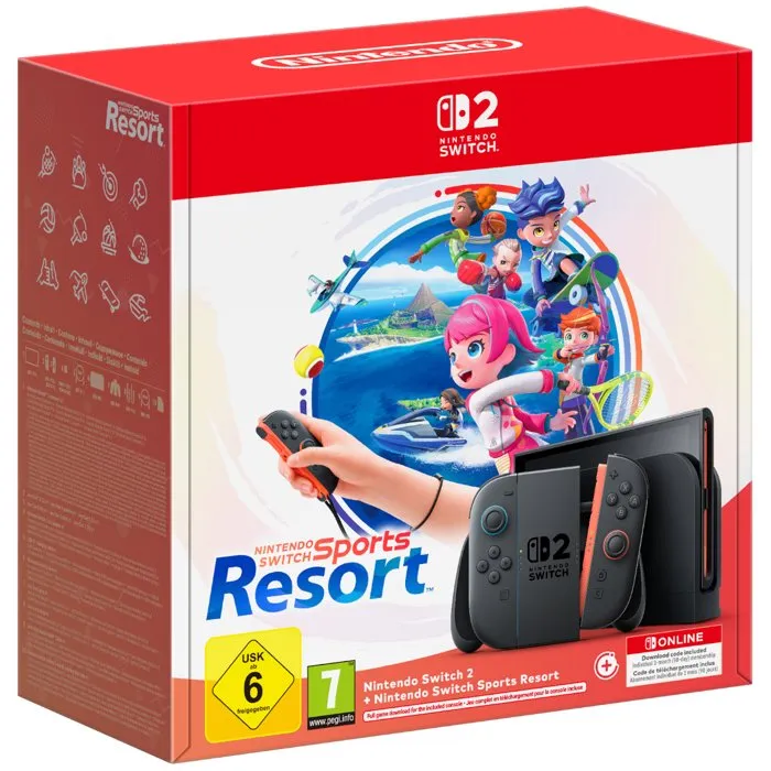 Nintendo Switch 2 Noir avec Joy-Cons Bleu Clair & Rouge Clair - Édition Limitée avec Nintendo Switch Sports Resort et 3 mois d'abonnement Nintendo Switch Online Nintendo Switch 2 Noir avec Joy-Cons Bleu Clair & Rouge Clair - Édition Limitée avec Nintendo Switch Sports Resort et 3 mois d'abonnement Nintendo Switch Online