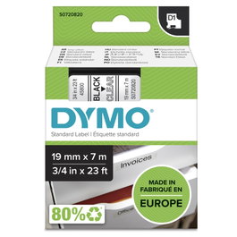 Dymo Ruban d'étiquetage D1 Noir sur transparent 19 mm x 7 m