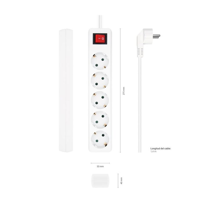 Multiprise 5 Prises avec Interrupteur Aisens A154-0651 Blanc 3500 W Multiprise 5 Prises avec Interrupteur Aisens A154-0651 Blanc 3500 W