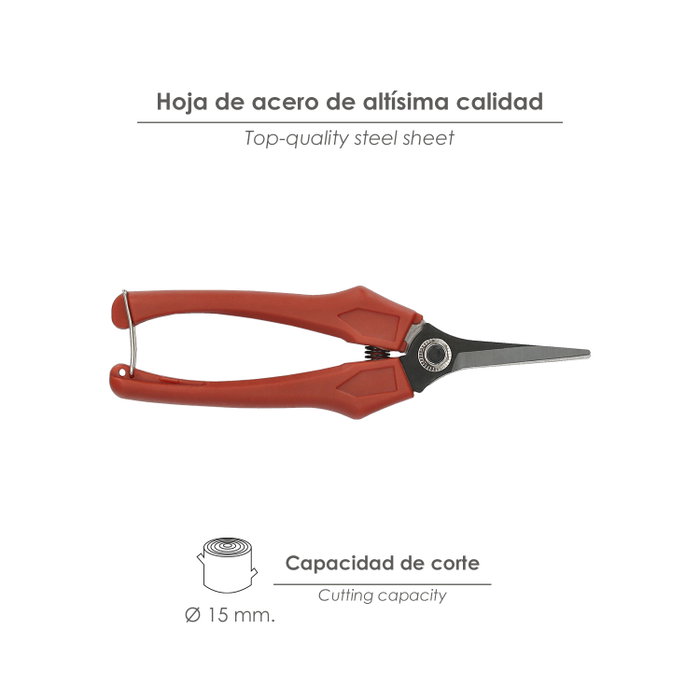 WOLFPACK LINEA PROFESIONAL Ciseaux de vendanges droits P10 18 cm WOLFPACK LINEA PROFESIONAL Ciseaux de vendanges droits P10 18 cm