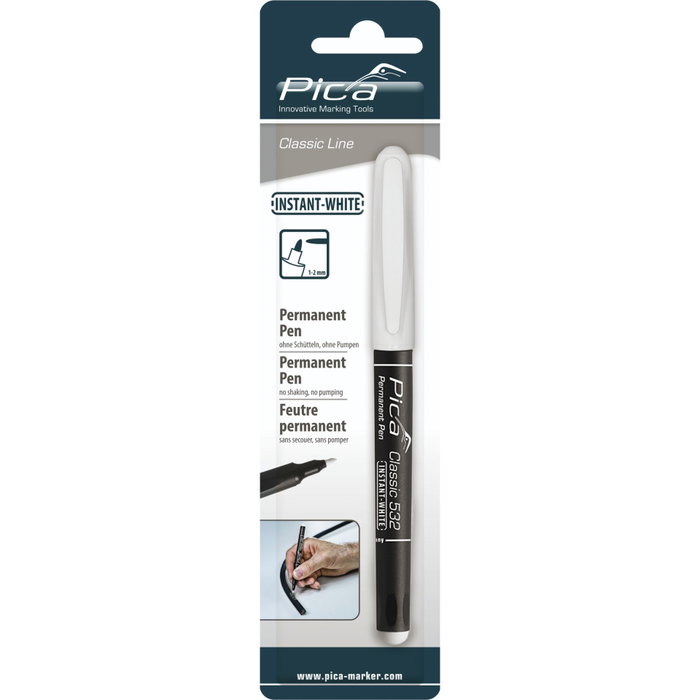 Pica Marqueur Permanent INSTANT Blanc Pointe Biseautée 1-2 mm Pica Marqueur Permanent INSTANT Blanc Pointe Biseautée 1-2 mm