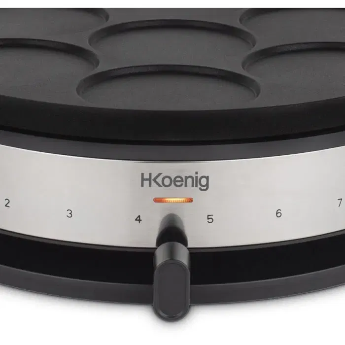 Hkoenig Crepiere KREP56, Plaque reversible amovible pour crepes et pancakes, 33 cm, 1500 W, Noir/Acier, Thermostat reglable 230 °C