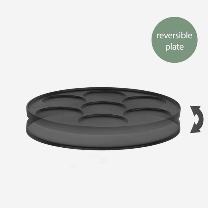 Hkoenig KREP56 Crêpière avec plaque réversible amovible, Noir/Acier Hkoenig KREP56 Crêpière avec plaque réversible amovible, Noir/Acier