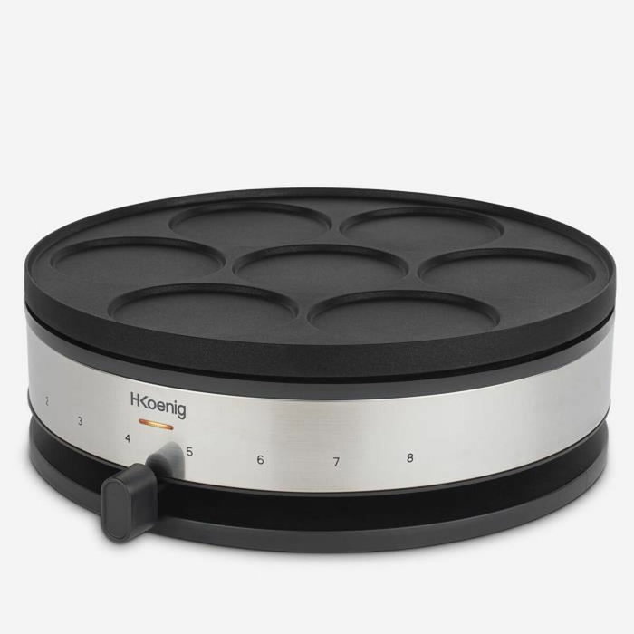 Hkoenig KREP56 Crêpière avec plaque réversible amovible, Noir/Acier Hkoenig KREP56 Crêpière avec plaque réversible amovible, Noir/Acier