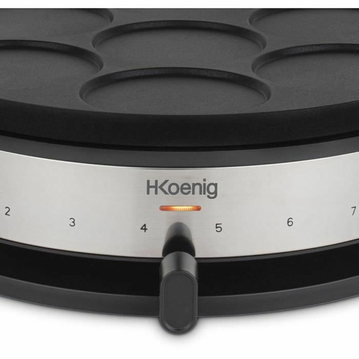 Hkoenig KREP56 Crêpière avec plaque réversible amovible, Noir/Acier Hkoenig KREP56 Crêpière avec plaque réversible amovible, Noir/Acier