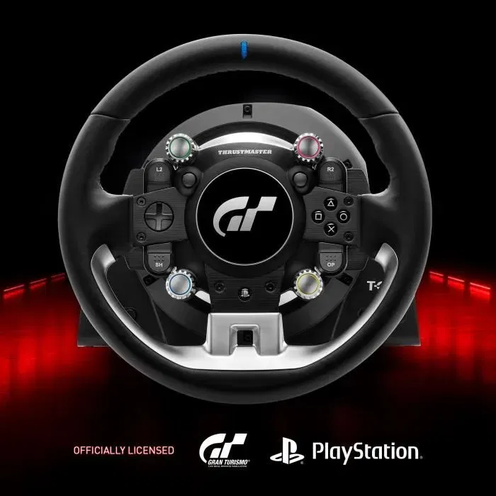 Thrustmaster T-GT II - Volant de course officiel PlayStation 5 et Gran Turismo avec retour de force, pédalier 3 pédales - Compatible PS4, PC
