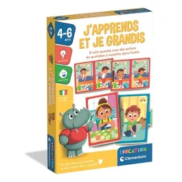 CLEMENTONI J'apprends et je grandis - Jeu éducatif avec 16 mini-puzzles autocorrectifs pour le développement logique et socio-émotionnel - À partir de 3 ans