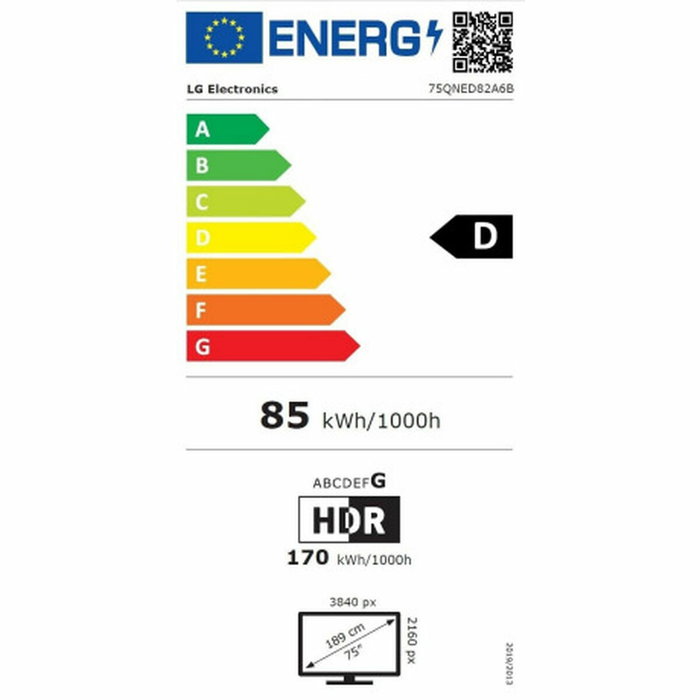 TV intelligente LG 75QNED82A6B.AEU 4K Ultra HD 75" LED HDR Edge-LED QNED