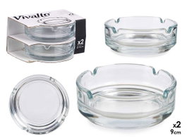 VIVALTO Set de 2 cendriers en cristal transparent