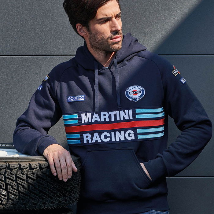 Sparco S01279MRBM2M Sweat à Capuche Zippé Martini-R Taille M Bleu Marine 100% Coton 300g/m2