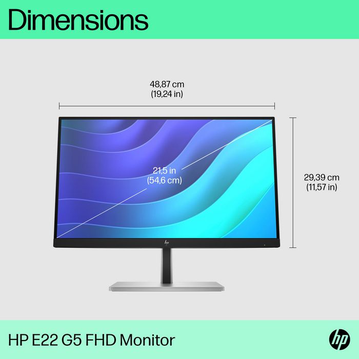 HP Écran E22 G5 21,5" - Moniteur PC Full HD IPS 75 Hz avec réglage ergonomique, HP Eye Ease et connectivité polyvalente