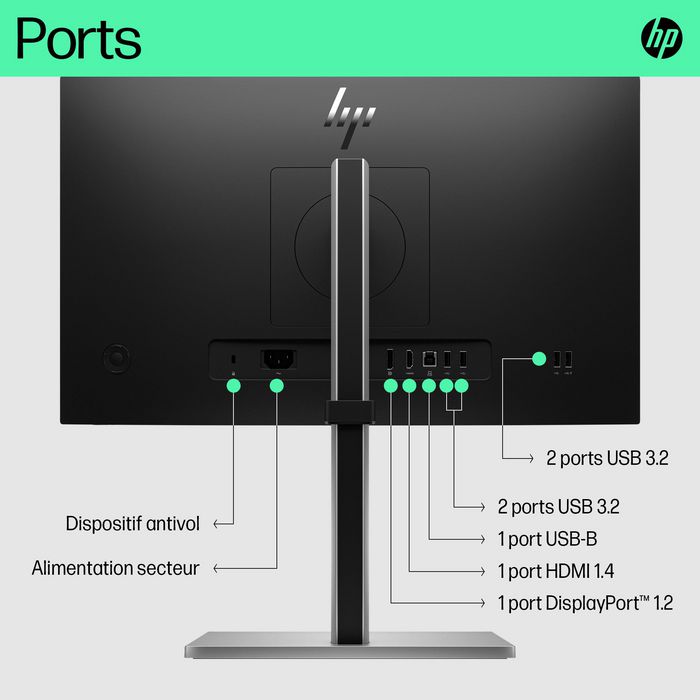 HP Écran E22 G5 21,5" - Moniteur PC Full HD IPS 75 Hz avec réglage ergonomique, HP Eye Ease et connectivité polyvalente