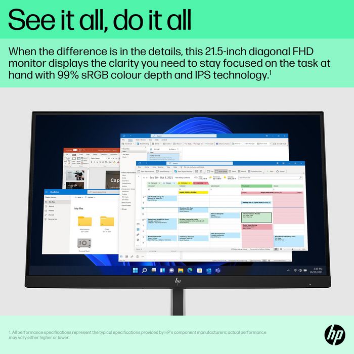 HP Écran E22 G5 21,5" - Moniteur PC Full HD IPS 75 Hz avec réglage ergonomique, HP Eye Ease et connectivité polyvalente