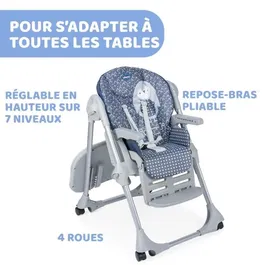 Chicco Polly Easy Pinguin - Chaise haute évolutive pour enfant de 6 mois à 3 ans, convertible en chaise enfant, pratique et confortable