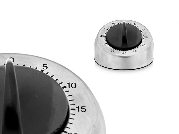 Kinvara Minuteur de Cuisine Roulette Acier 8 x 6 x 8 cm Métal et Noir (Set de 12)