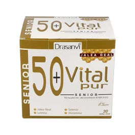 Drasanvi Vitalpur Senior 20 Viales - Complément alimentaire avec gelée royale, magnésium, fer, zinc, coenzyme Q10, vitamines B, lutéine, sélénium