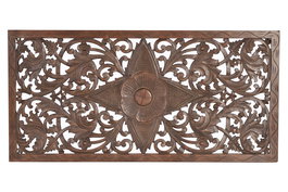 GINER Y COLOMER Cabecero en bois de manguier couleur noyer 166 cm - Tête de lit décorative en MDF sculptée main, orientation horizontale ou verticale