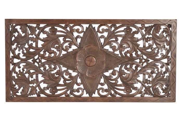 GINER Y COLOMER Cabecero en bois de manguier couleur noyer 166 cm - Tête de lit décorative en MDF sculptée main, orientation horizontale ou verticale GINER Y COLOMER Cabecero en bois de manguier couleur noyer 166 cm - Tête de lit décorative en MDF sculptée main, orientation horizontale ou verticale