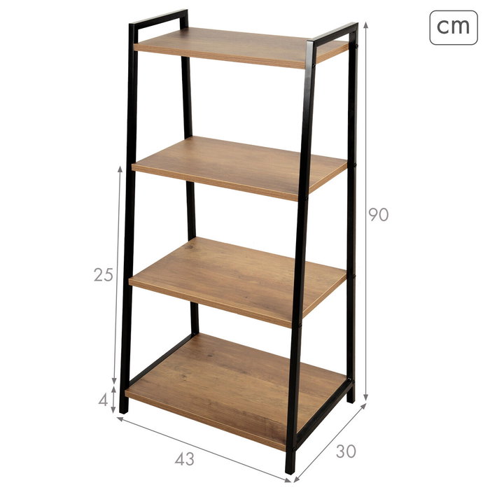 Max Home Étagère Fer Bois MDF 4 Étagères