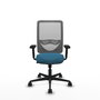 Chaise Zulema Synchro 3 positions tissu Vert pétrole Maille Gris Base en nylon noir Accoudoir 2D Sans appui-tête Roulettes 65mm nylon