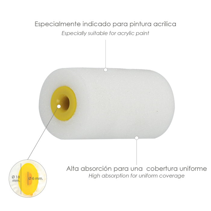 WOLFPACK LINEA PROFESIONAL Lot de 10 recharges de rouleaux en mousse pour émail acrylique 50 mm
