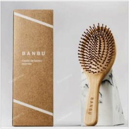 BANBU Brosse à Cheveux Ronde en Bambou et Caoutchouc Naturel, Démêlante Douce et Biodégradable