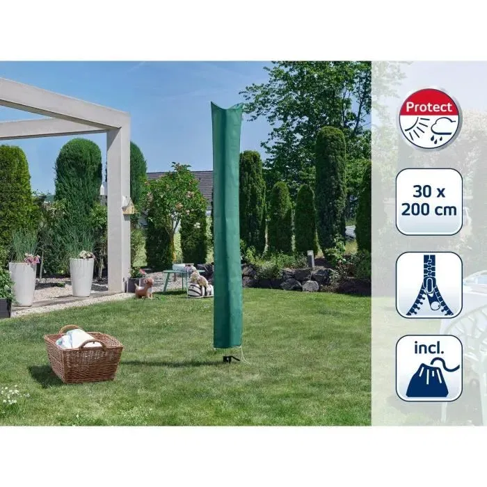 Leifheit 85666 Housse de protection pour séchoir parapluie 30 x 200 cm avec fermeture éclair, protection contre pluie et saleté