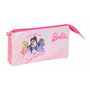 Trousse Fourre-Tout Triple Barbie Rose 22 x 12 x 3 cm