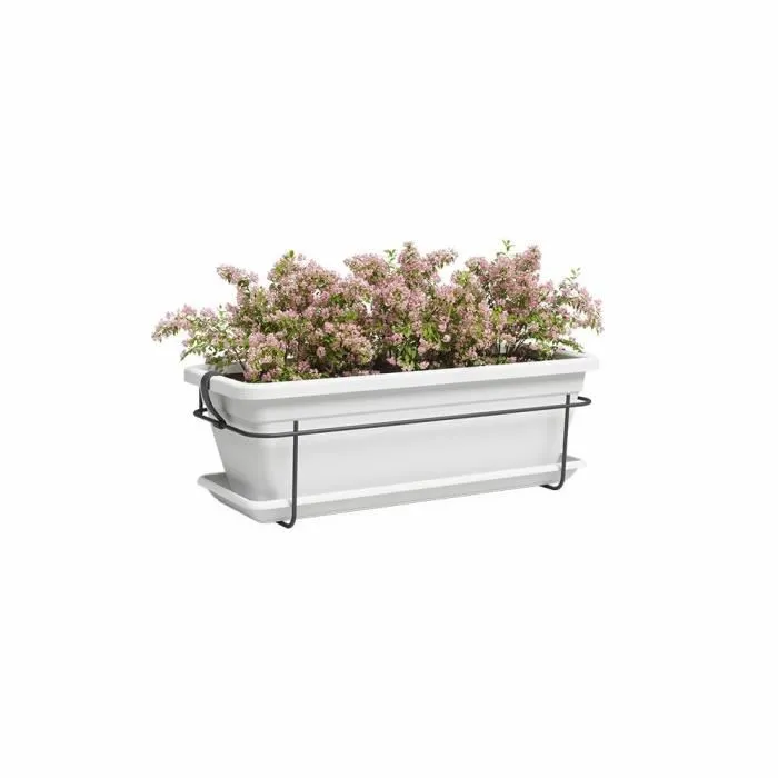 Artevasi Jardinière VENEZIA pour Balcon, Kit Blanc - 50 x 29 x 17,5 cm - 10 Litres, Plastique Résistant