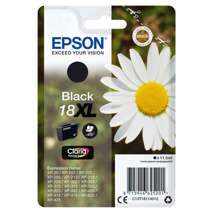 Epson Cartouche d'encre 18XL noire haute capacité C13T18114012