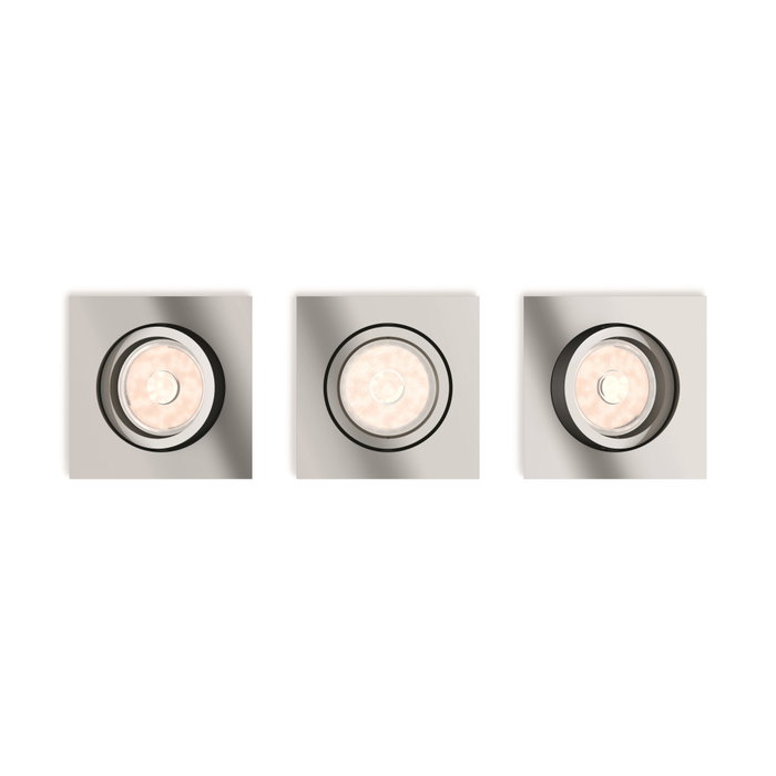 Philips Donegal Lot de 3 Anneaux Encastrables Carrés Chromés GU10