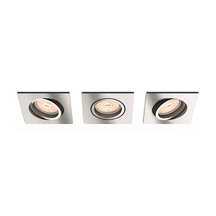 Philips Donegal Lot de 3 Anneaux Encastrables Carrés Chromés GU10