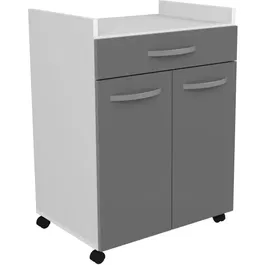 Ekipa OSLO Desserte de cuisine - 60 cm, 1 tiroir, 1 porte - L 60 x P 44 x H 81 cm - Gris brillant - Structure en panneaux de particules mélaminés