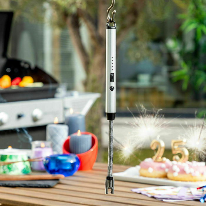Pack Barbecue au Charbon de Bois Pliable en Acier Inoxydable et Briquet Électrique Rechargeable et Flexible InnovaGoods