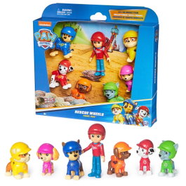 Spin Master - Figurines Paw Patrol Rescue Wheels - Pack de 7 personnages avec Ryder, Chase, Marshall, Skye, Rubble, Rocky et Zuma - Jouet pour enfants +3 ans